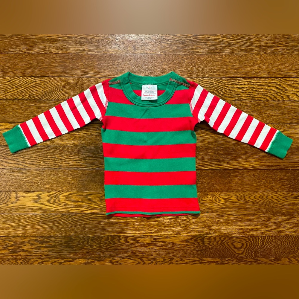Hanna Andersson Red White & Green Striped Pajamas Top Size 18-24 Months or 80 cm